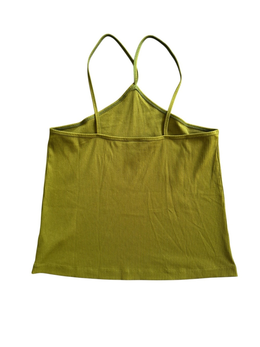 Cabi Olive Green Intersect Ribbed Cross-Strap Halter Tank Top Size Large - Picture 3 of 12